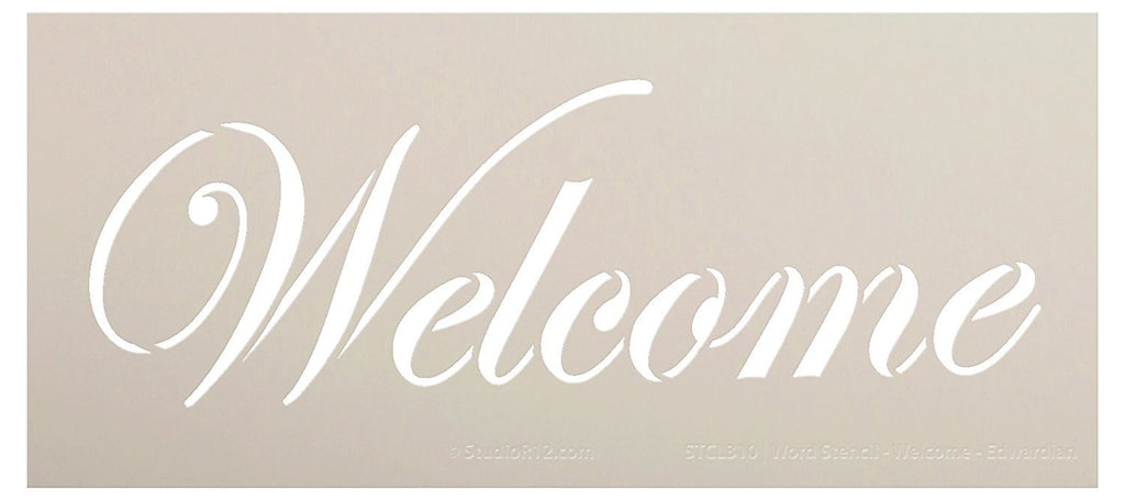 Welcome Stencil by StudioR12 - Edwardian Script Word Art - Reusable My –  StudioR12 Stencils
